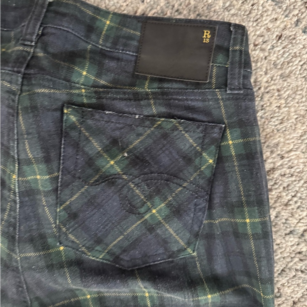 R13 Tartan Flare Pants in Blue and Green - Picture 5 of 9